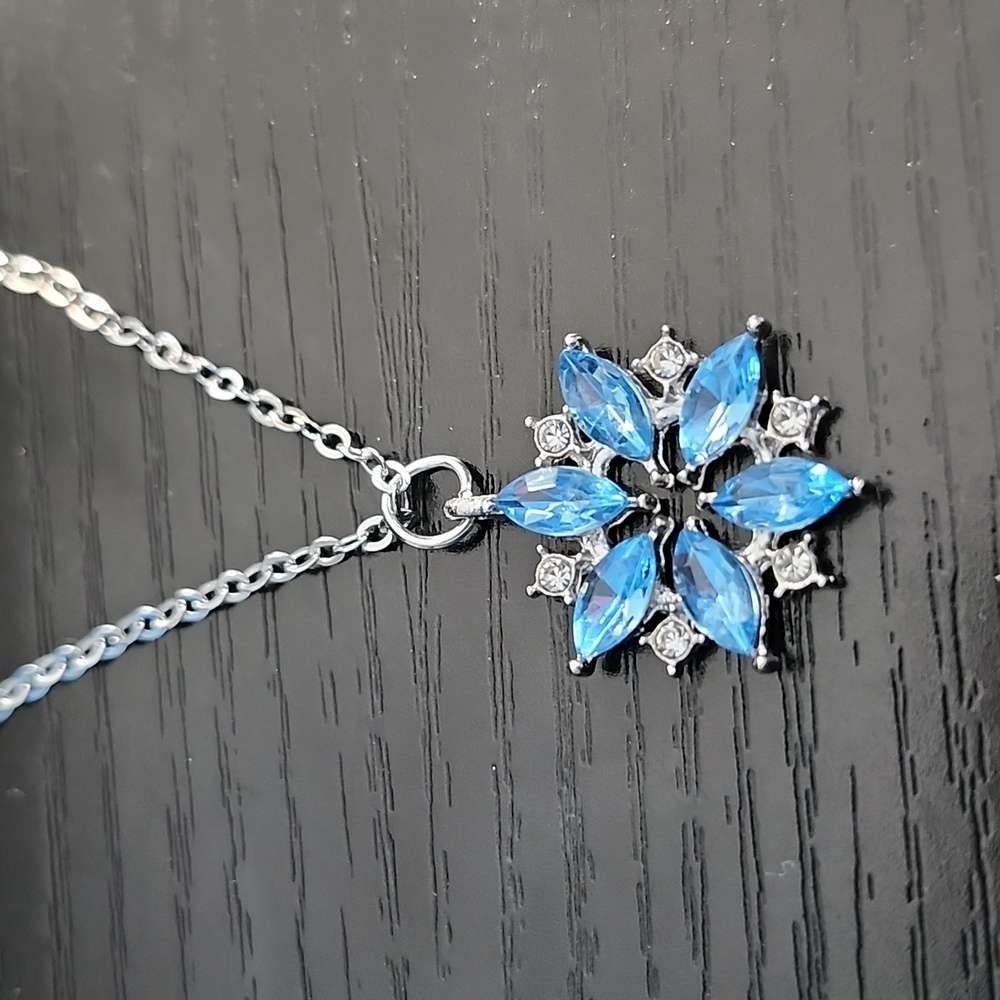 Blue Snowflake Pendant Necklace